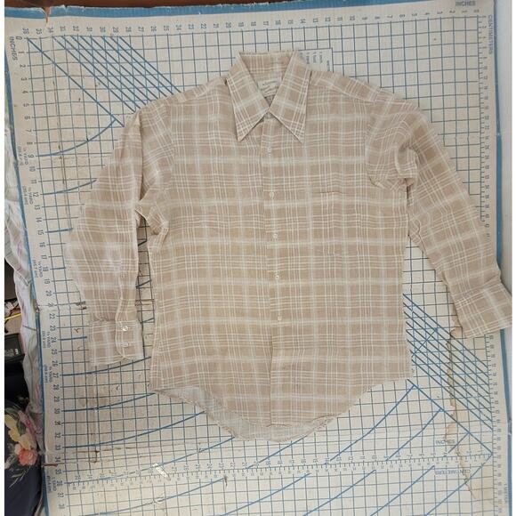 Arrow Kent Beige Plaid Shirt—Perfect with Loafers + Fall Denim‎ (Sz 32) - Picture 5 of 11
